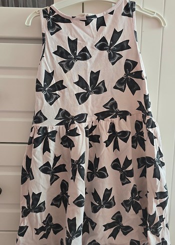H&M Pembe Siyah Desenli Kız Elbisesi