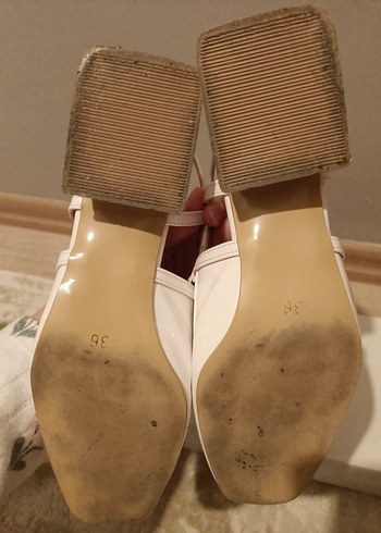 Beyaz Tokalı Blok Topuklu Kadın Babet - Görsel 5