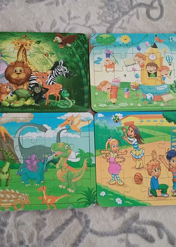 Çocuklar için Renkli 4'lü Puzzle Seti