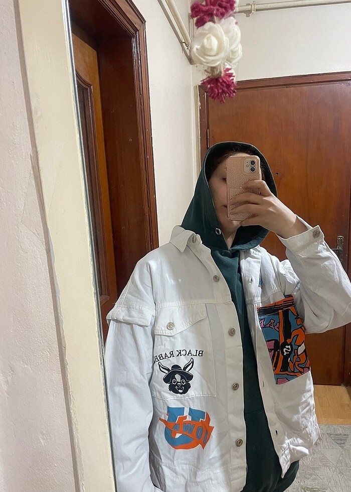 Baskılı Beyaz ceket - Görsel 3