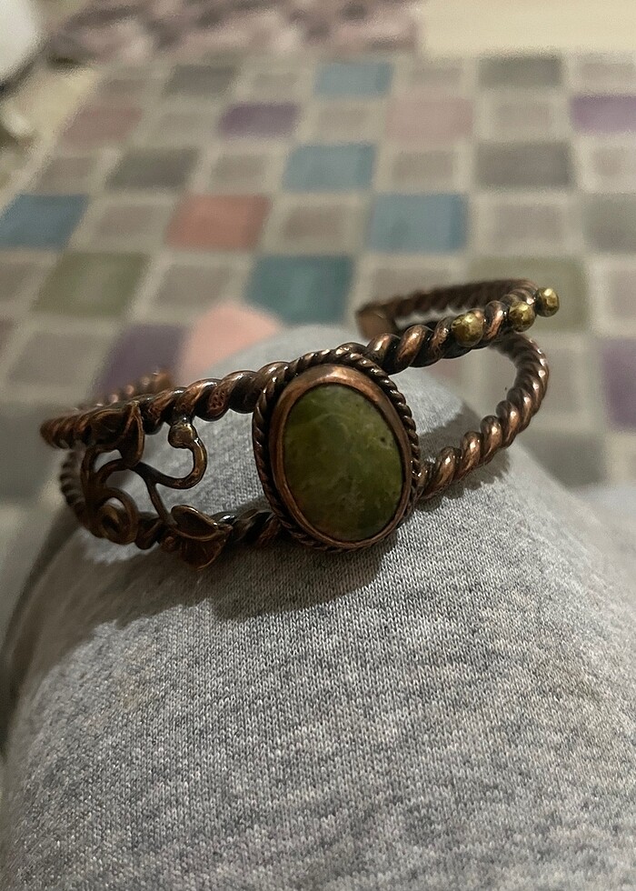 Yeşim Doğal Taş Bakır Bileklik - Görsel 2