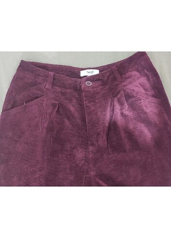 s Beden bordo Renk Twist Kadife Pantolon