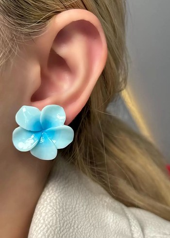 Diğer Mavi Çiçek Mini Küpeler lotus