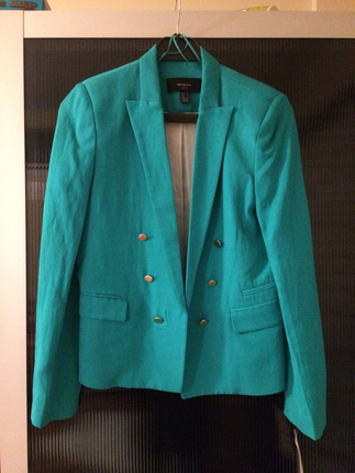 s Beden yeşil Renk mangoyesil keten blazer-