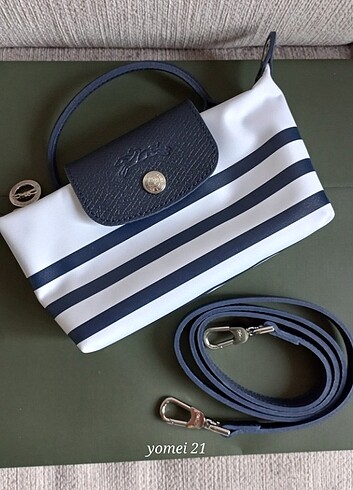 Orjinal Longchamp Çizgili Mini çanta