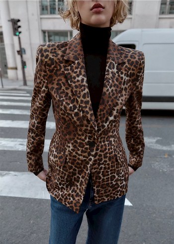 Zara Leopar Desenli Kadın Blazer - Görsel 2