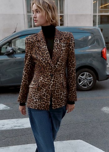 Zara Leopar Desenli Kadın Blazer - Görsel 3