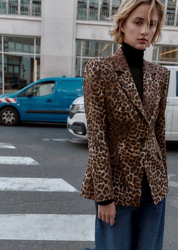 Zara Leopar Desenli Kadın Blazer - Görsel 4