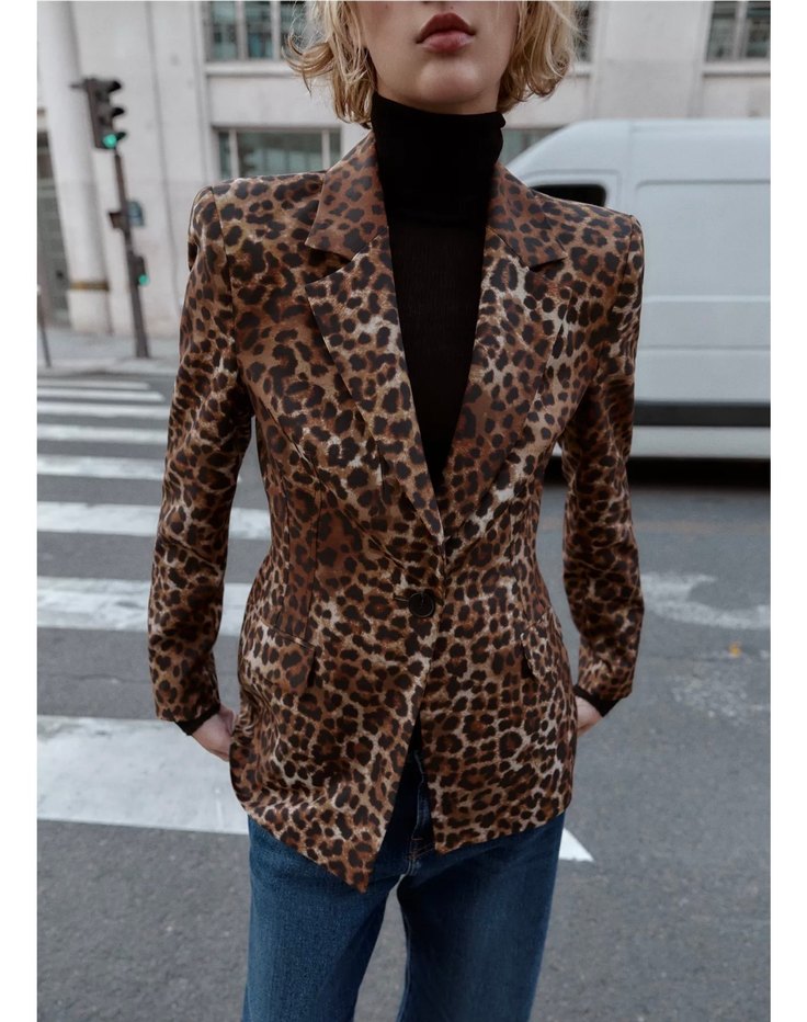 Zara Leopar Desenli Kadın Blazer - Görsel 2