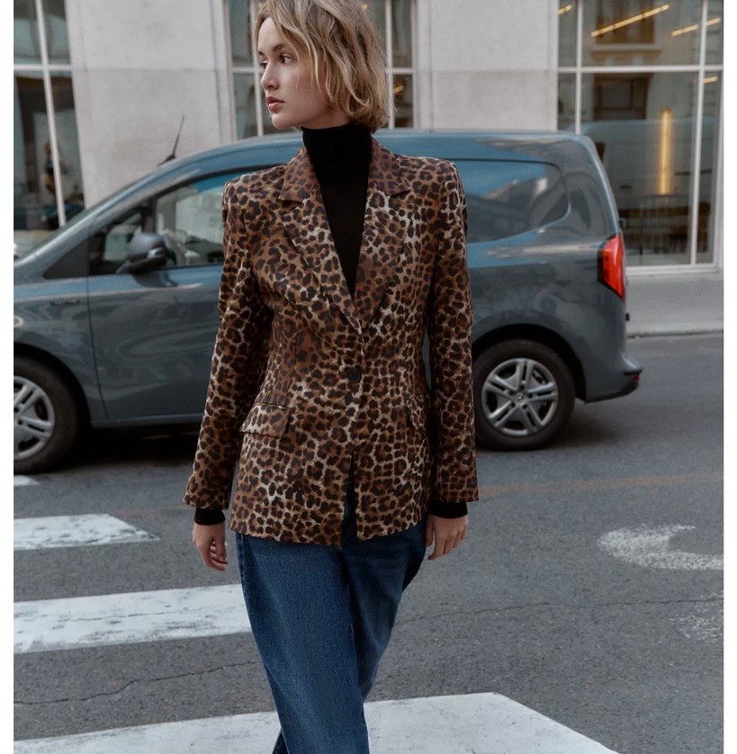 Zara Leopar Desenli Kadın Blazer - Görsel 3