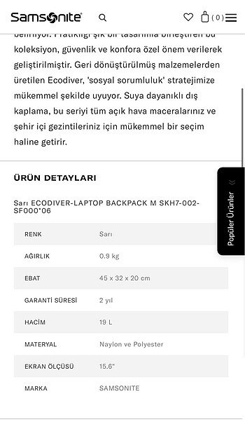Beden beyaz Renk Samsonite Çanta