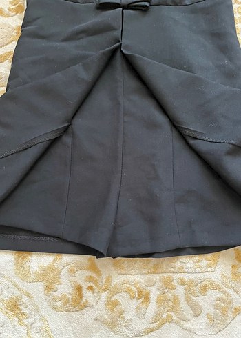 Siyah Midi Kemerli Straplez Ofis Elbisesi - Görsel 2