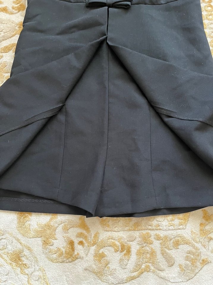 Siyah Midi Kemerli Straplez Ofis Elbisesi - Görsel 2