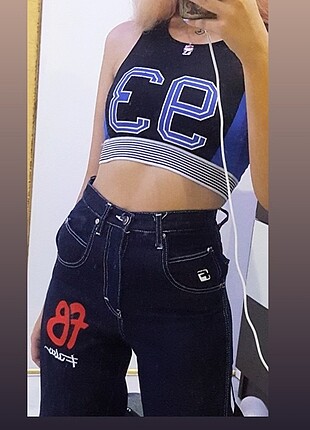 Vintage görünümlü spor crop top