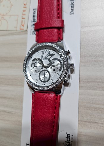Daniel Klein Ferucci Kadın Kırmızı Deri Kayışlı Saat - Görsel 2