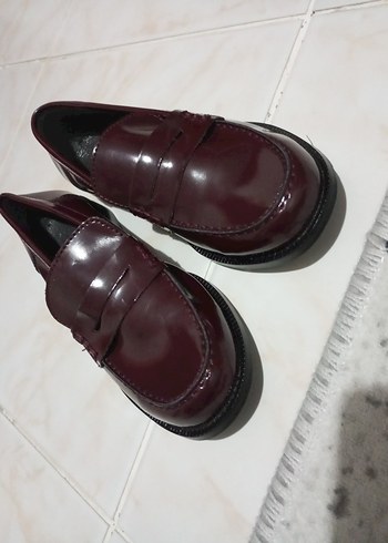 Bordo Deri Erkek Çocuk Klasik Tokalı Loafer - Görsel 2