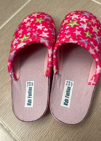 Renkli Desenli Pembe çocuk Ev Terliği - Görsel 2