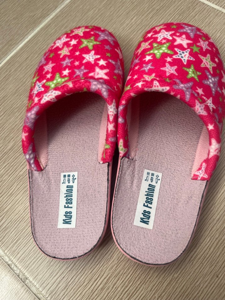 Renkli Desenli Pembe çocuk Ev Terliği - Görsel 2