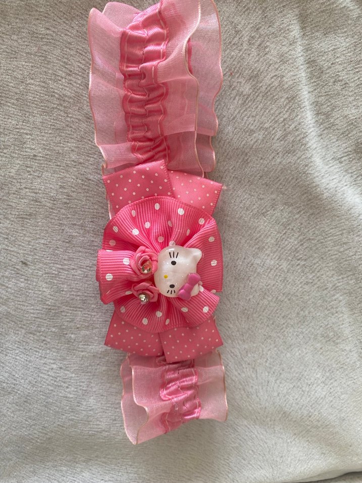 Pembe  Kurdeleli Çocuk Saç Bandı - Görsel 3