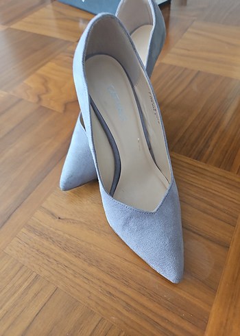 37 Beden gri Renk Bej Süet Stiletto Topuklu Kadın Ayakkabı