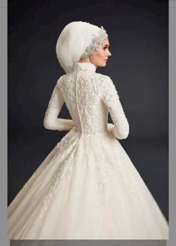 Uzun Kollu İşlemeli A Kesim Gelinlik - Görsel 2