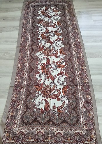 Kahverengi Bohem Desenli İpek Şal