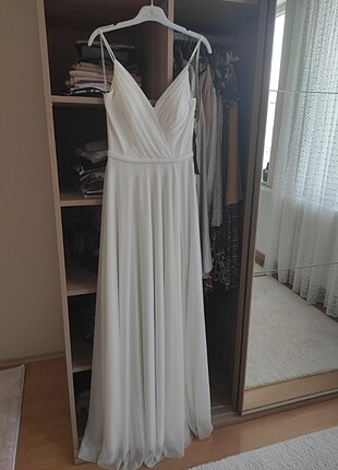 s Beden beyaz Renk Uzun abiye elbise