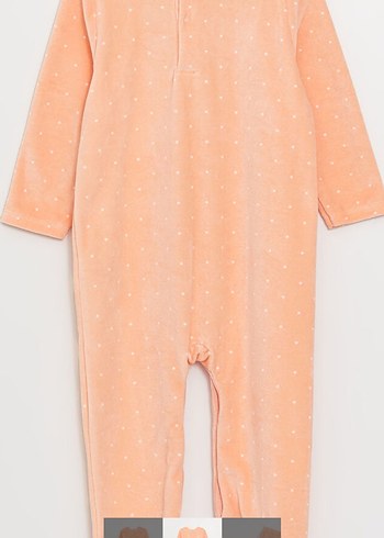 LC Waikiki Dantel Detaylı Pembe Kadife Bebek Tulum