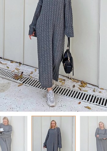 Gri Örgü Kadın Triko Elbise - Görsel 2