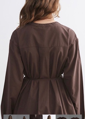 Kahverengi Belden Bağlamalı Hamile Bluzu - Görsel 4