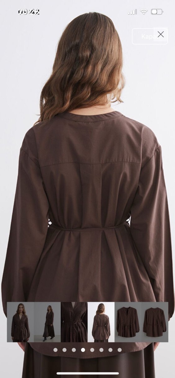 Kahverengi Belden Bağlamalı Hamile Bluzu - Görsel 4