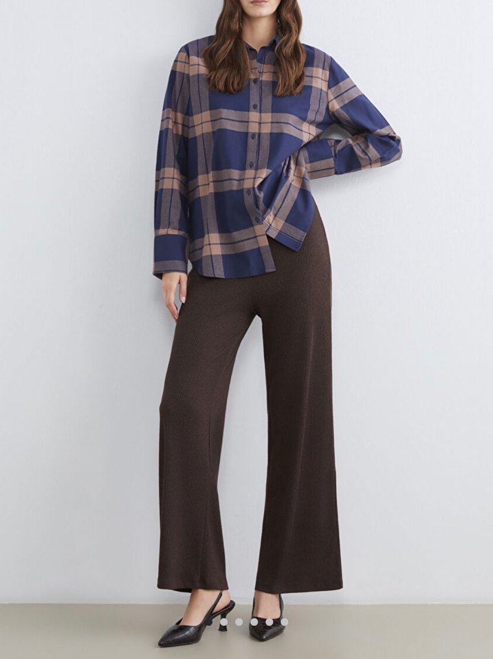 Kadın Kahverengi Pilili Kumaş Pantolon - Görsel 5