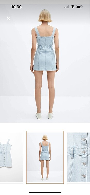 xs Beden mavi Renk Mango mini kot elbise