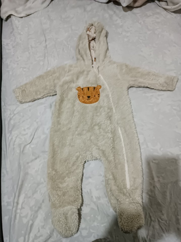 Krem Renkli Kapüşonlu Bebek Tulumu - Görsel 2