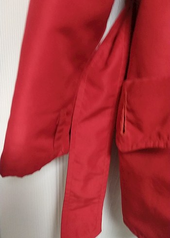 Düğmeli Kırmızı nairobin Kadın Trençkot - Görsel 3