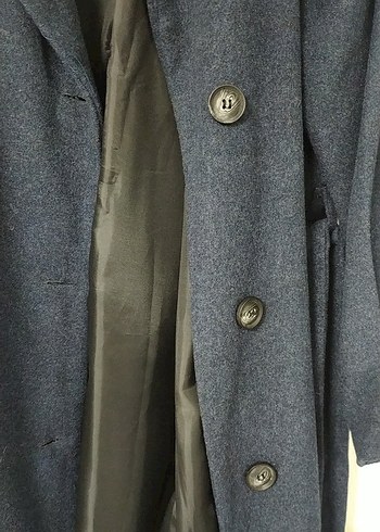 Uzun Lacivert Kadın Kaban - Görsel 2