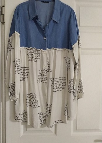 Drapeli Uzun Kollu Bohem Denim Gömlek - Görsel 2