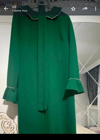 Zara Modern Klasik Yeşil Uzun Kadın Elbise