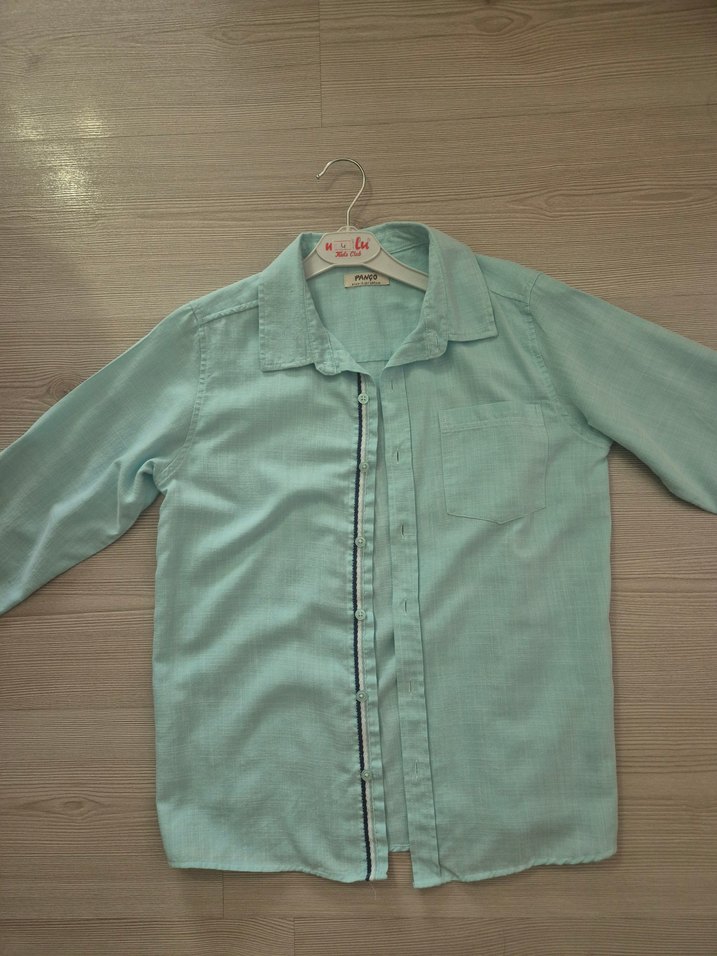 Turkuaz Erkek Keten Gömlek Uzun Kollu - Görsel 2