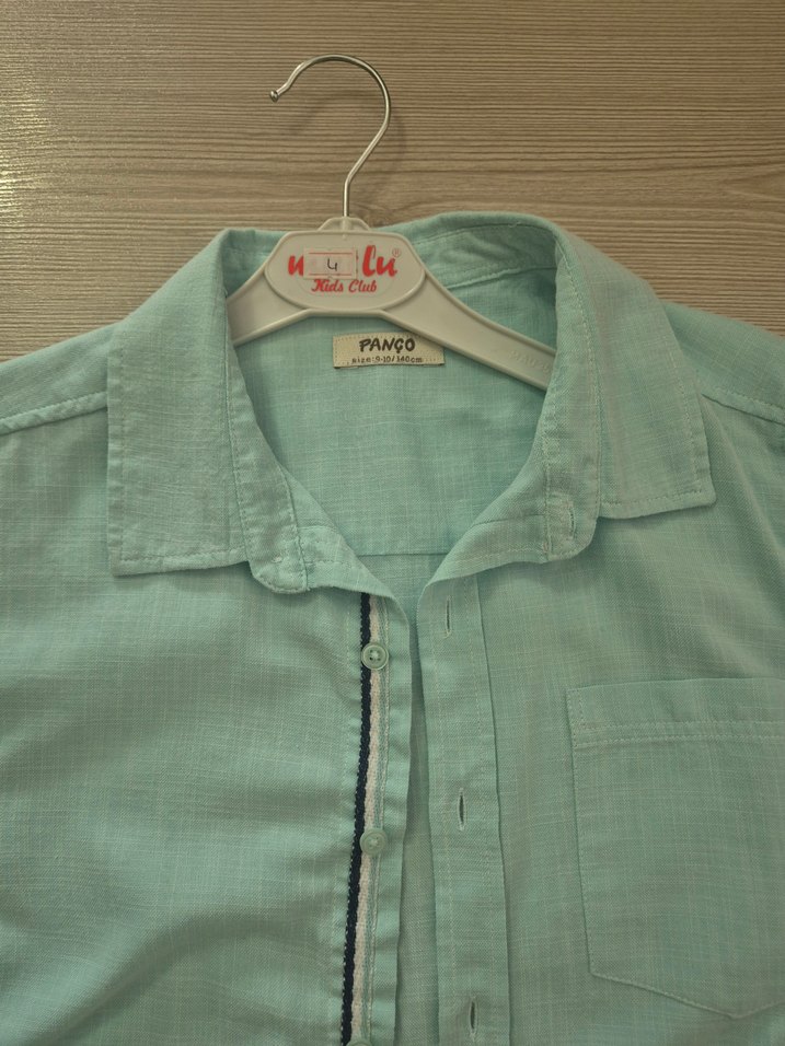 Turkuaz Erkek Keten Gömlek Uzun Kollu - Görsel 4