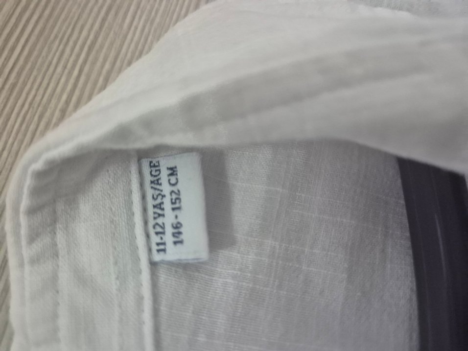 Erkek Beyaz Kısa Kollu Keten Gömlek - Görsel 4