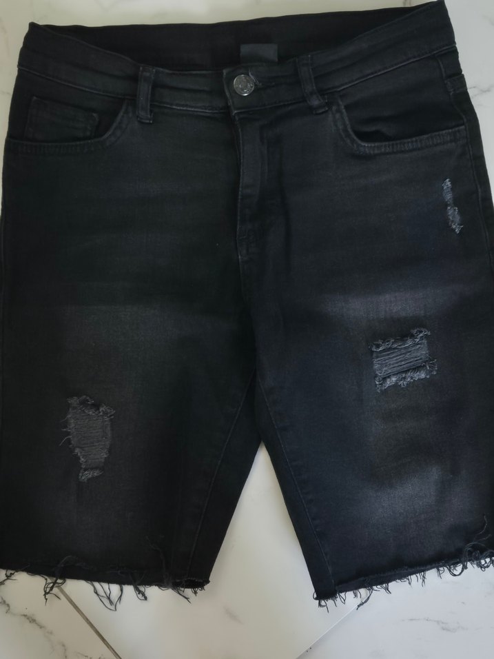 Siyah Denim Şort - Görsel 2