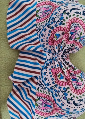 Çok Renkli Desenli Fırfırlı Bohem Bikini