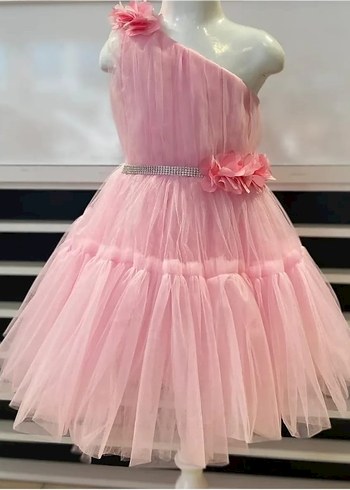 2 yas Pembe Fırfırlı Klasik Kız Elbisesi