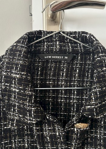 Düğmeli Siyah Ekose Kadın Ceket - Görsel 2