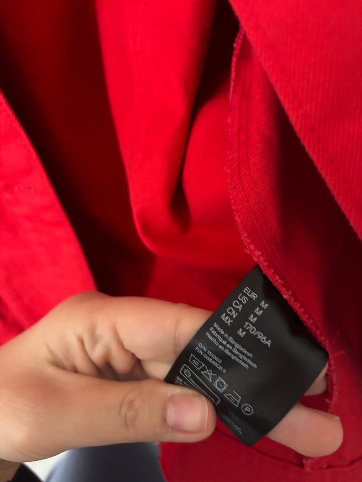 Kadın Kırmızı Düğmeli Midi Denim Ceket - Görsel 2