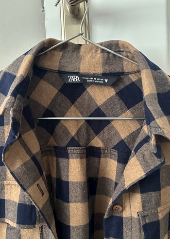 Düğmeli Kahverengi Kareli Uzun Kollu Gömlek - Görsel 3