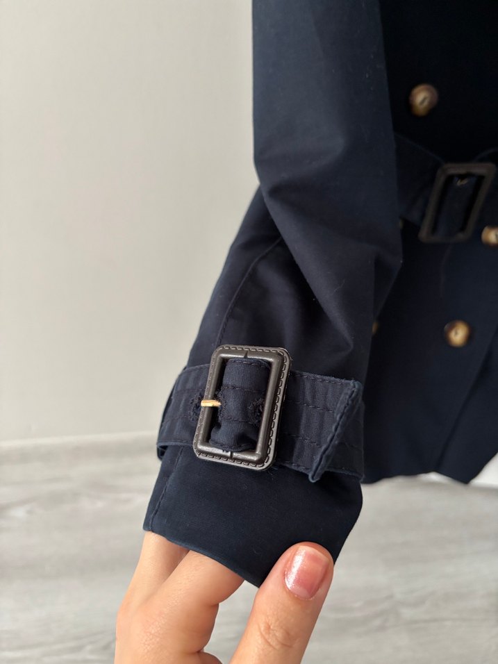 MANGO Kadın Lacivert Midi Trençkot - Görsel 3