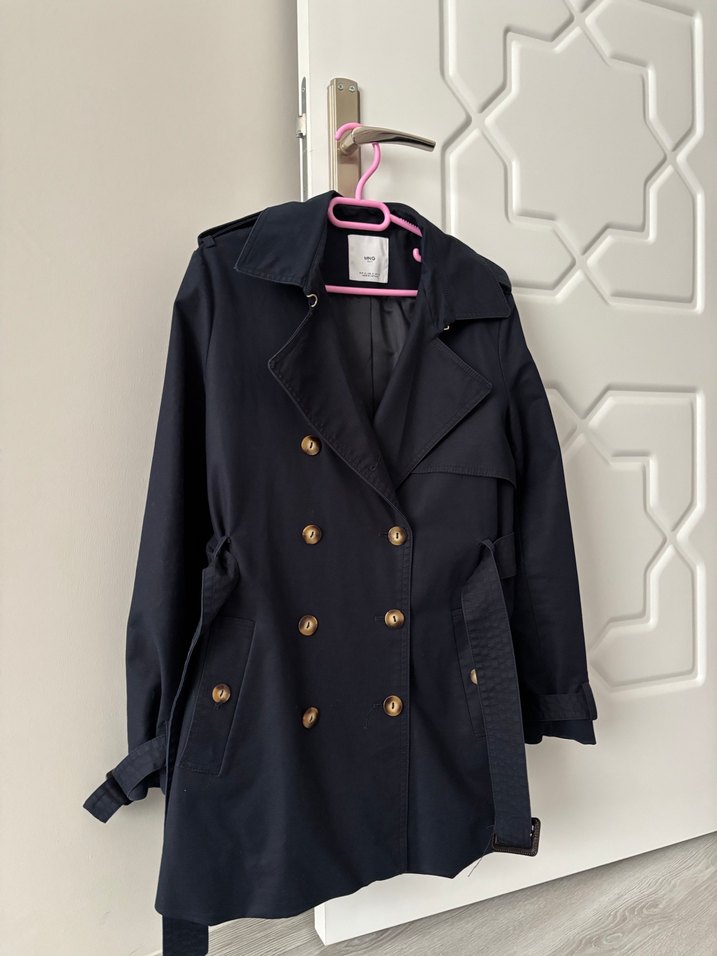 MANGO Kadın Lacivert Midi Trençkot - Görsel 2