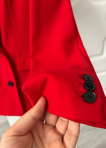 Pullu and Bear kırmızı blazer ceket - Görsel 3
